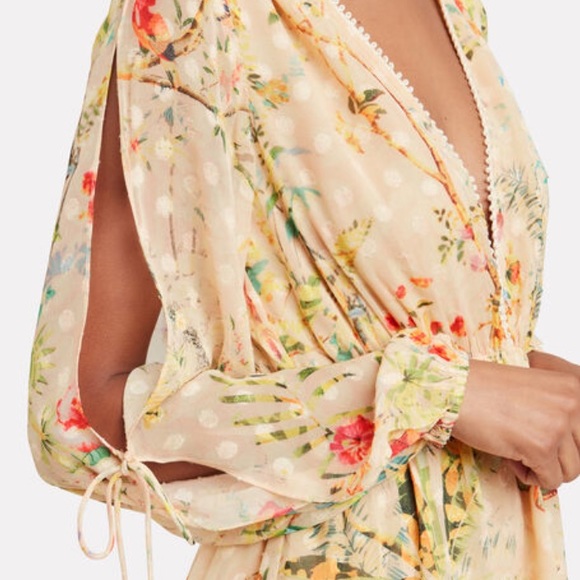 ✴️ NWT HEMANT & NANDITA Veena Floral Dress long Sleeve Size Small Yellow - Picture 3 of 13